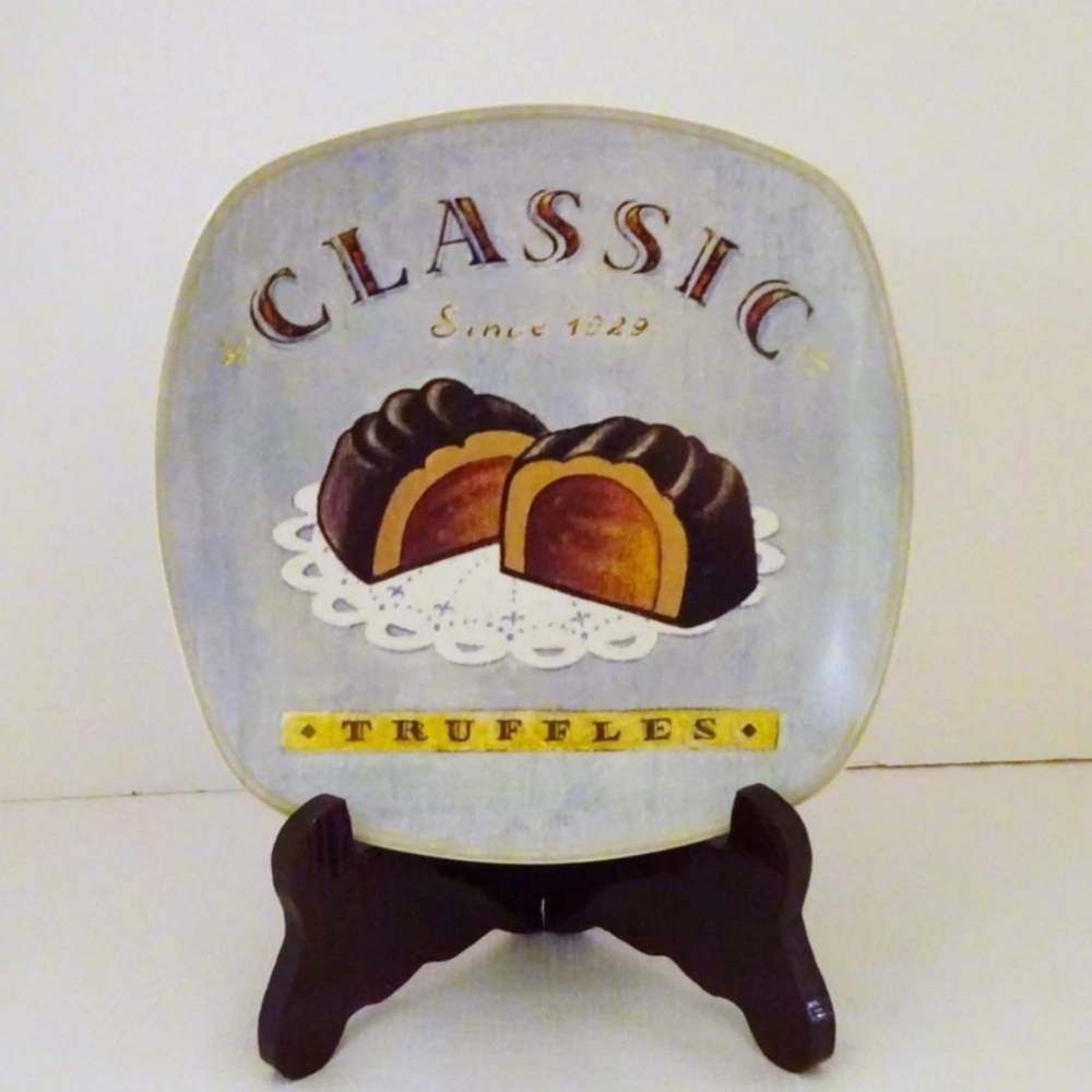 SAKURA Collectable Angela Staehling Confections Stoneware Truffles 8" sq Plate